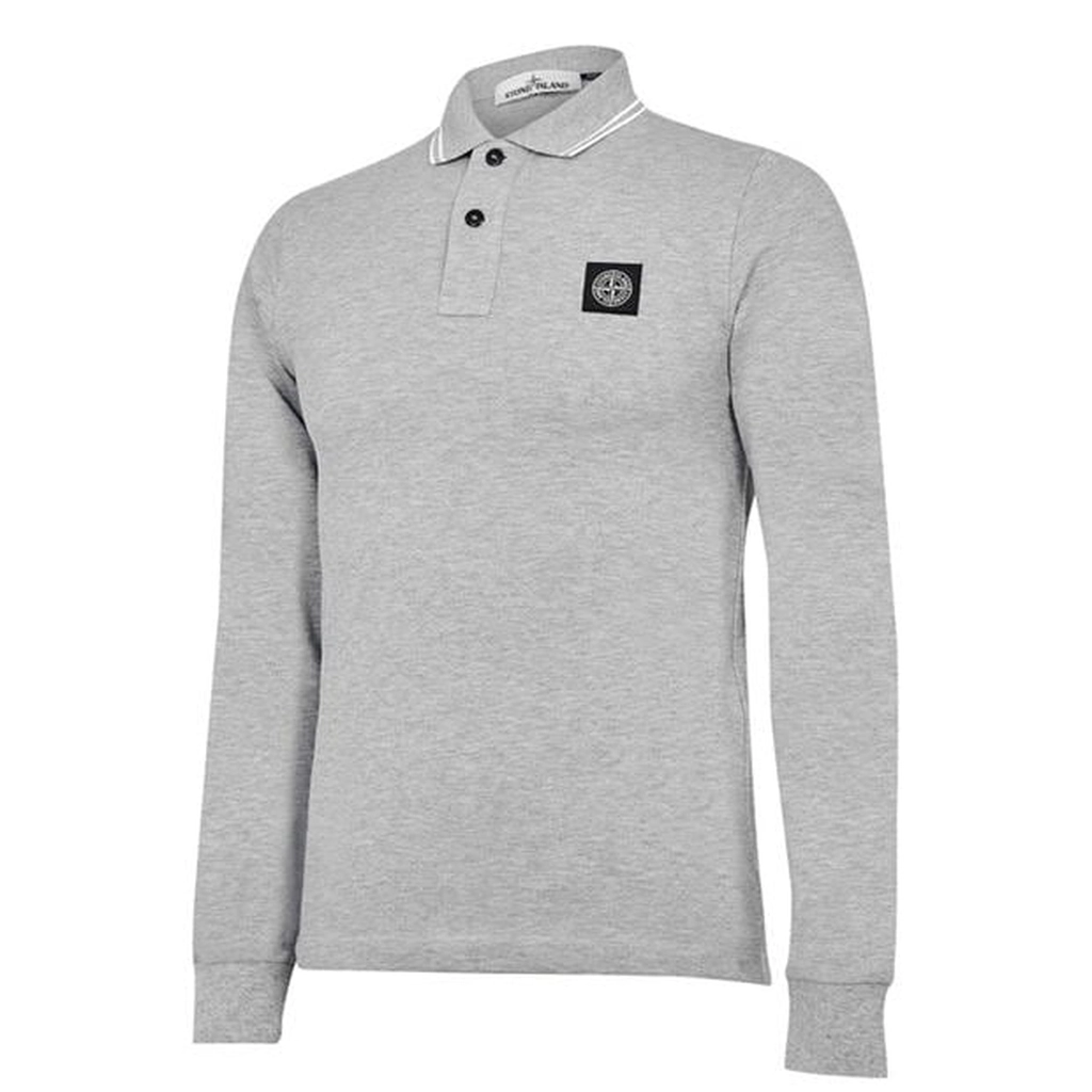 Stone Island Long Sleeve Patch Polo Shirt - Blue
